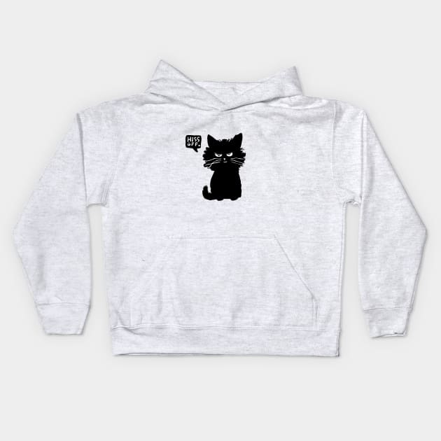 cat hiss off hissing Kids Hoodie by Roocolonia